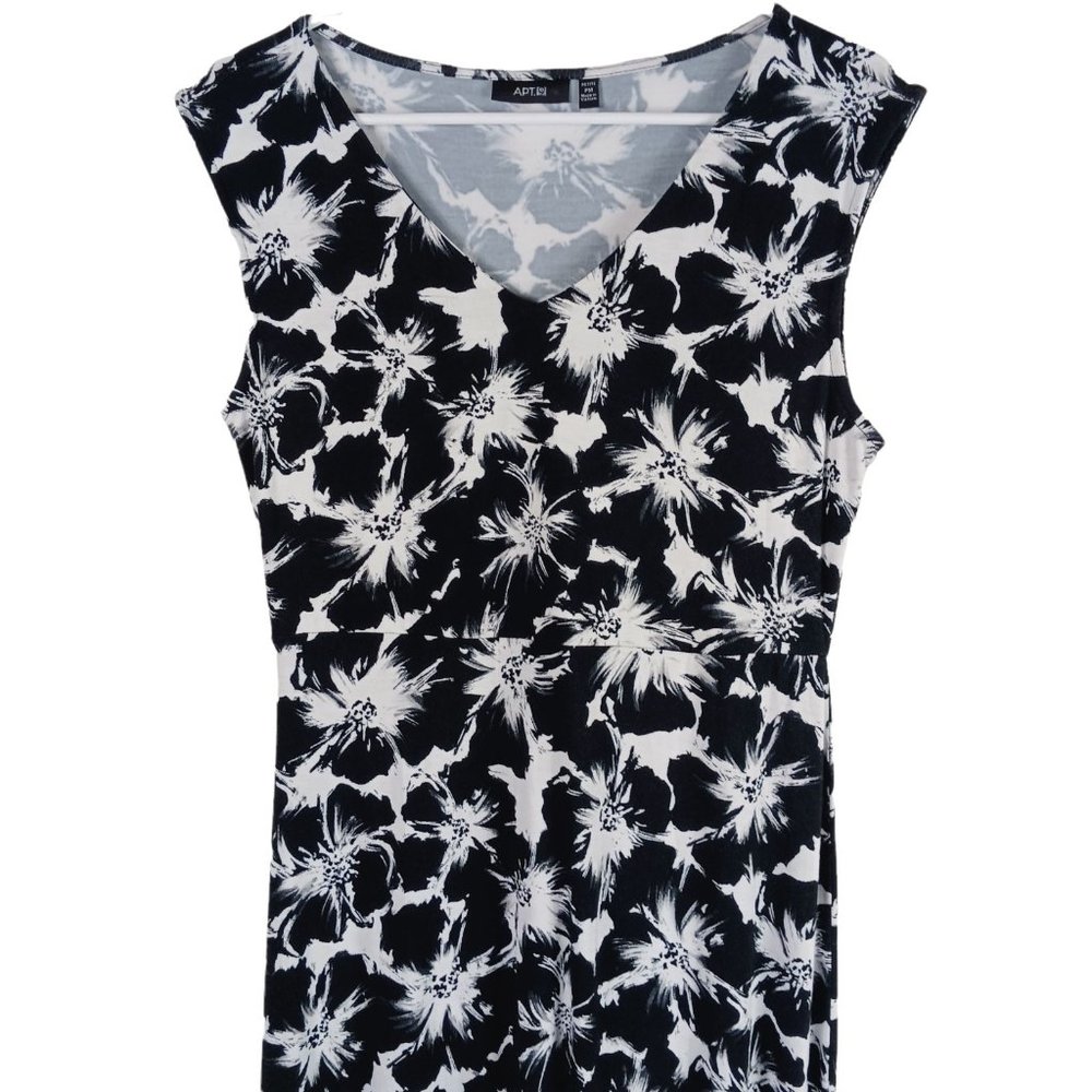 Apt 9 Womens Long Maxi Floral Dress Sleeveless Black White Size PM Petite Summer - Picture 3 of 9